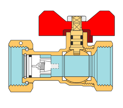Brass Straight Female Valve with Check Valve & Loose Nut – ISO 228 Water Meter Connector (Model 2263CK)