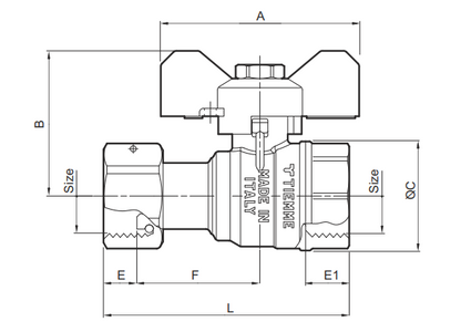 Brass Straight Female Valve with Check Valve & Loose Nut – ISO 228 Water Meter Connector (Model 2263CK)