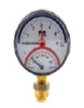 Thermo-Manometer (Temperature & Pressure Gauge) – 0–120°C / 0–6 Bar, 1/4" (1/2") BSP, Series 2081